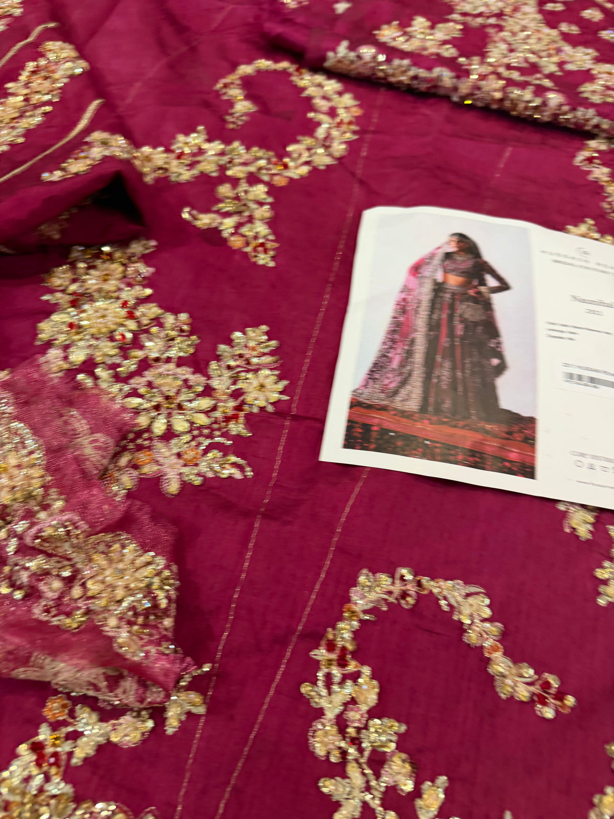 Ladies Magenta Zardozi Chiffon Lehenga Choli Pakistani Wedding Outfit Online in UK USA Canada