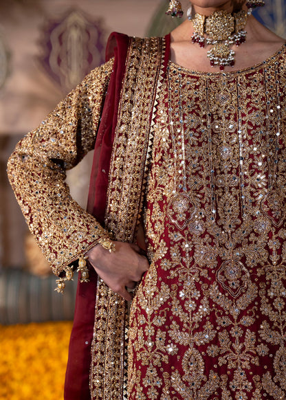 Ladies Maroon Chiffon 3 Piece Suit Online in UK USA Canada