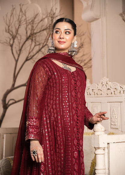 Ladies Maroon Embellished Shalwar Kameez Online in UK USA Canada