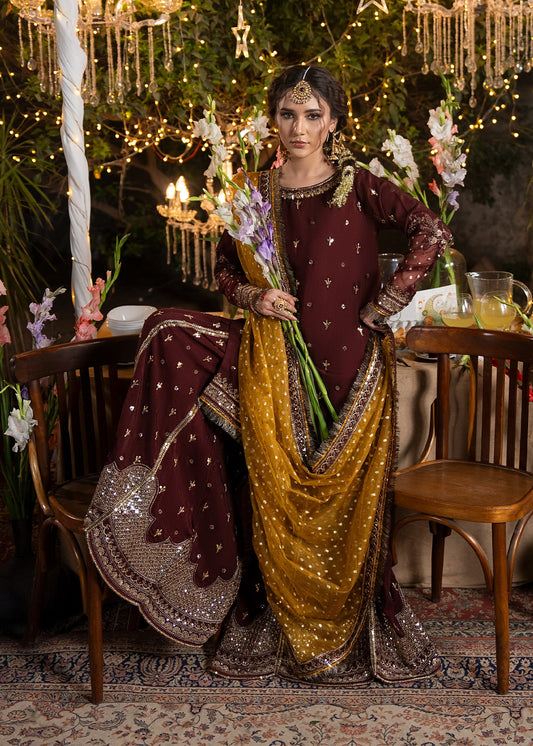 Ladies Maroon Embellished Sharara Suit Online in UK USA Canada