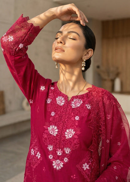 Ladies Maroon Embroidered Lawn Festive Wear Online in UK USA Canada
