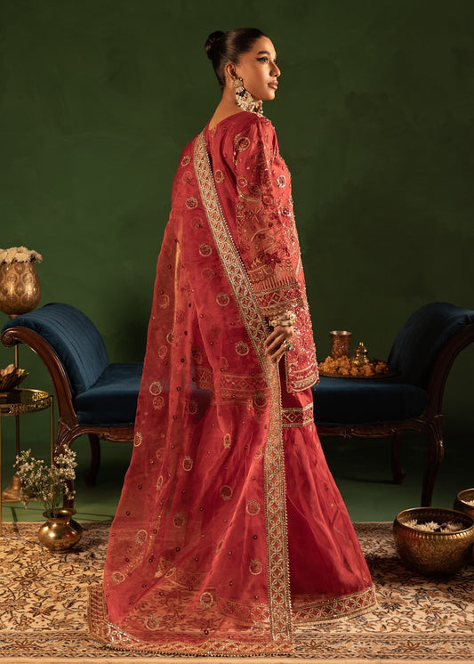 Ladies Maroon Hand Embellished Organza Salwar Kameez Online in UK USA Canada