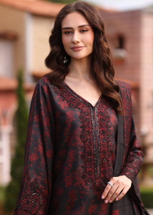 Ladies Maroon Khaddar Straight Cut Kurta Trouser Online in UK USA Canada