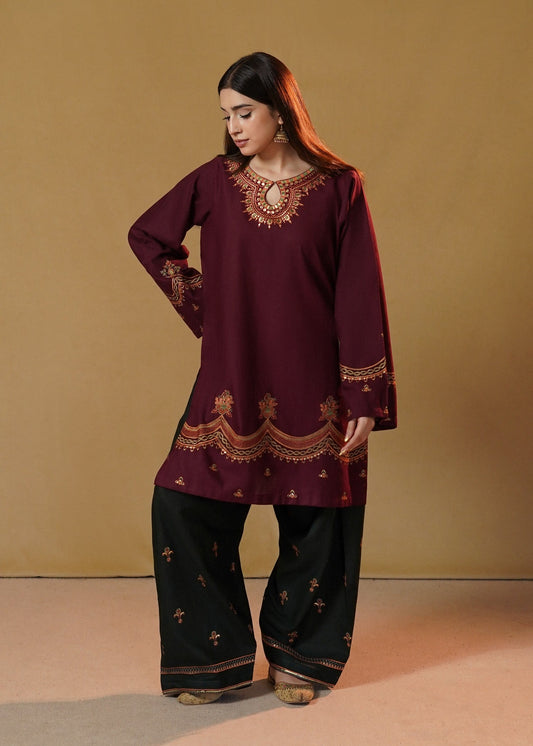 Ladies Maroon Straight Kurta with Farshi Shalwar Online in Sri Lanka India Australia