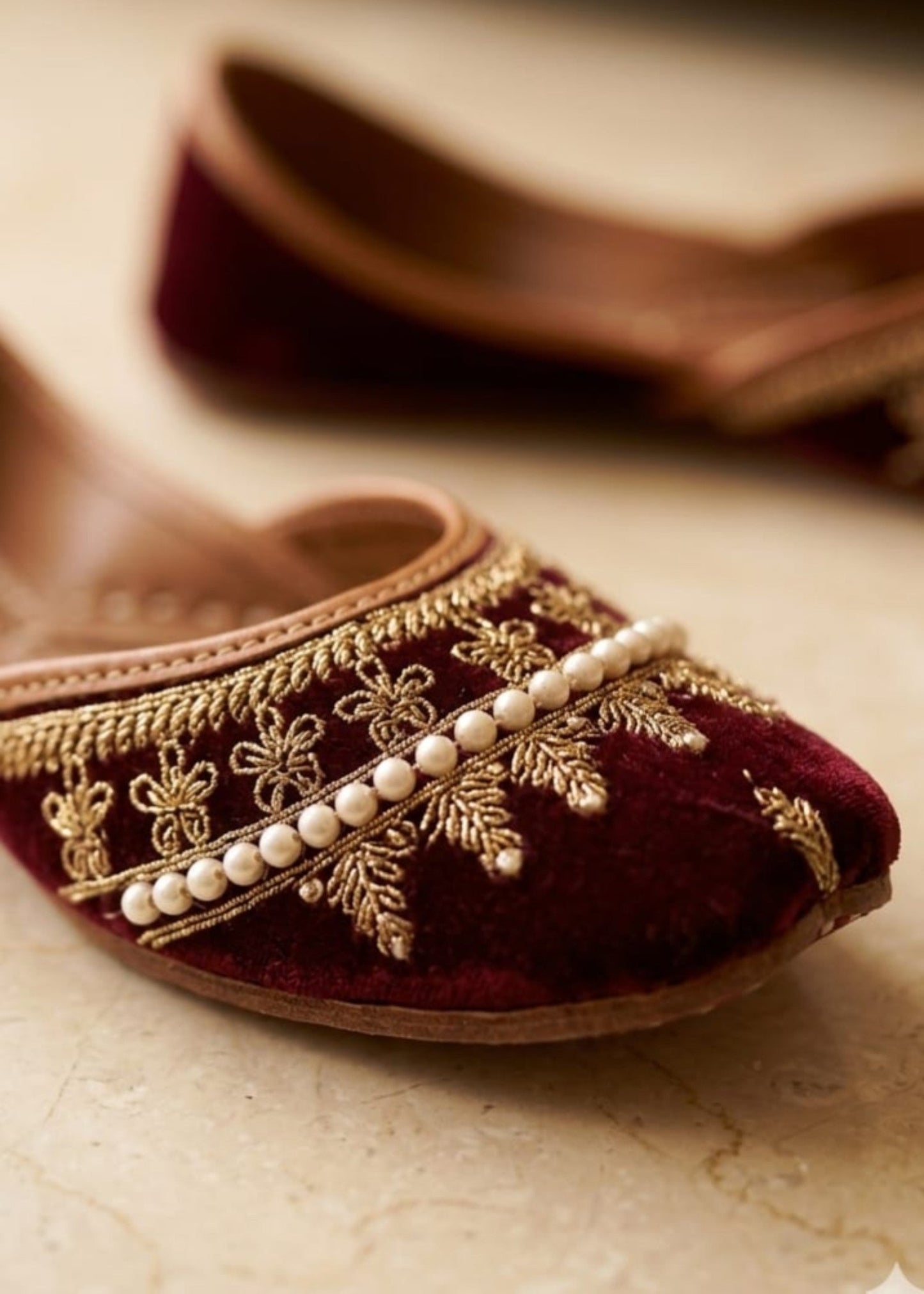 Ladies Maroon Velvet Mojari Online in KSA Riyadh Saudi Arabia Oman Bahrain Qatar