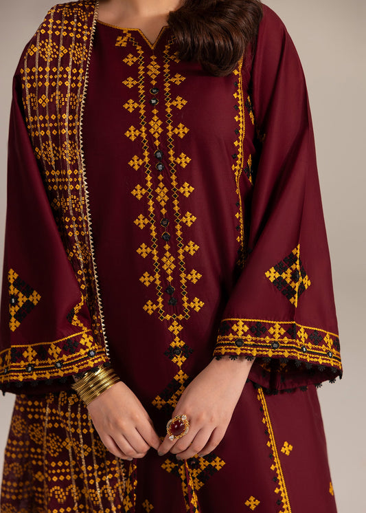 Ladies Maroon Zari Cotton Farshi Shalwar Online in UK USA Canada