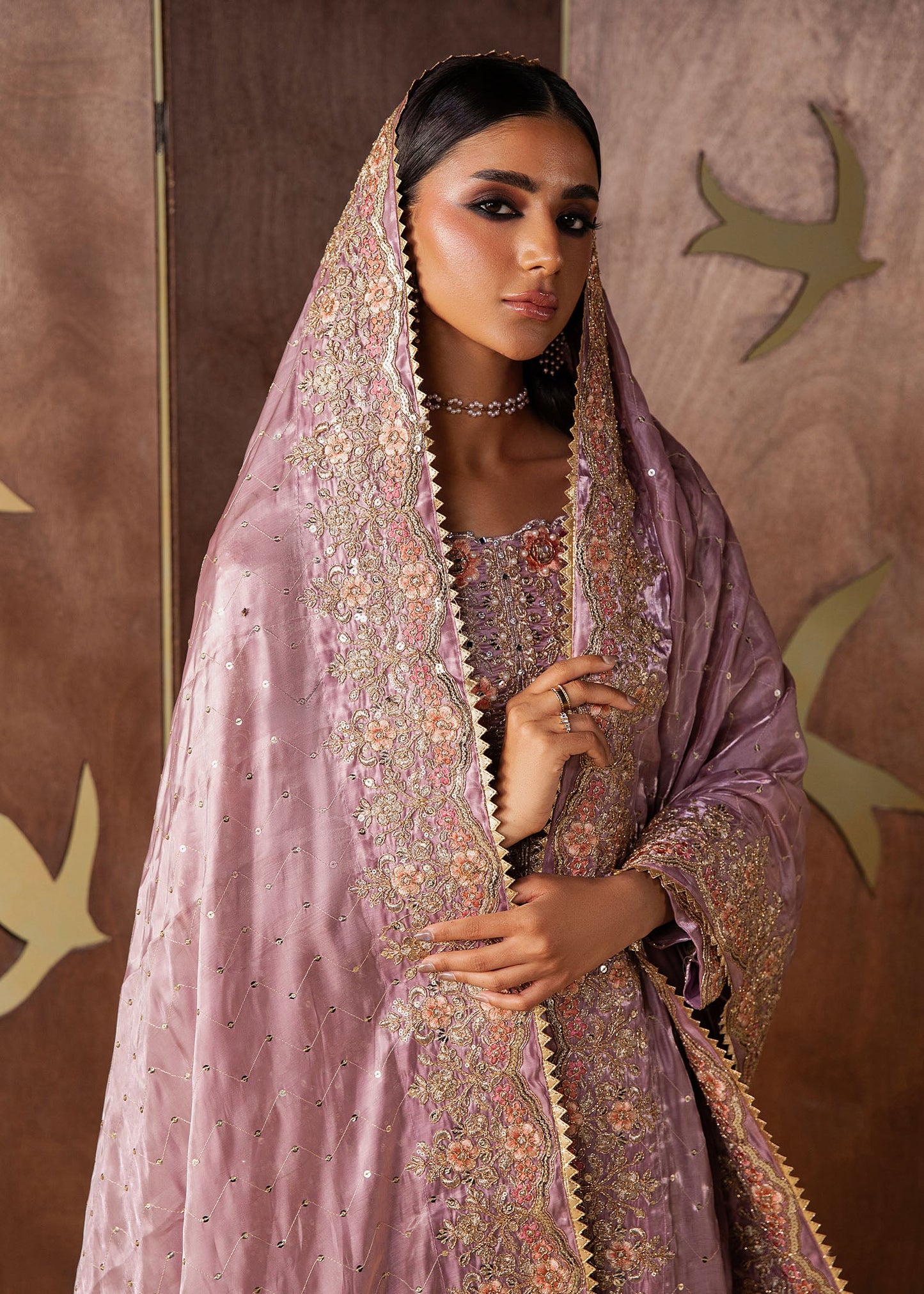 Ladies Mauve Embroidered Organza Lehenga Online in Sri Lanka India Australia