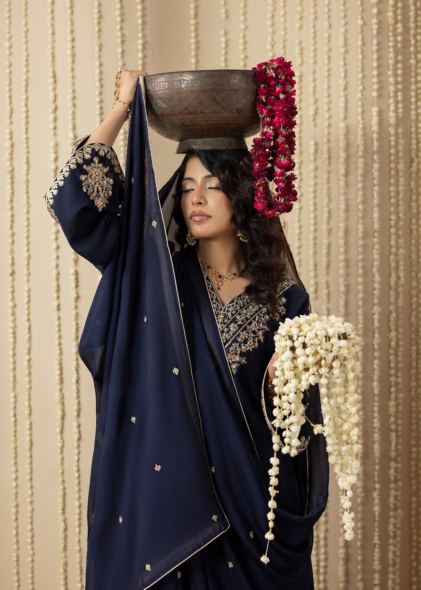 Ladies Midnight Blue Raw Silk Kaftan with Dupatta Online in UK USA Canada
