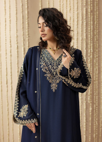 Ladies Midnight Blue Raw Silk Wedding Kaftan Online in Sri Lanka India Australia