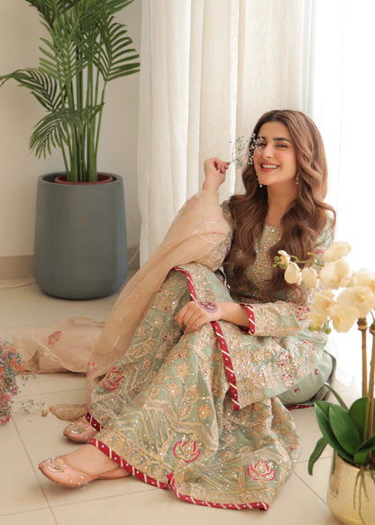 Ladies Mint Green Chiffon Salwar Kameez Online in UK USA Canada