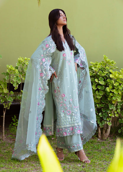Ladies Mint Green Embroidered Lawn Shalwar Kameez Online in UK USA Canada