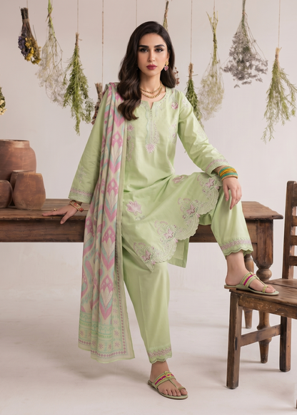 Ladies Mint Green Embroidered Lawn Shalwar Kameez Online in UK USA Canada