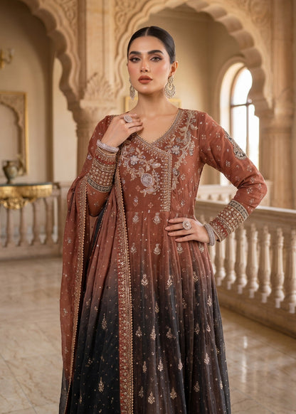 Ladies Multi Color Chiffon Maxi Outfit Online in UK USA Canada
