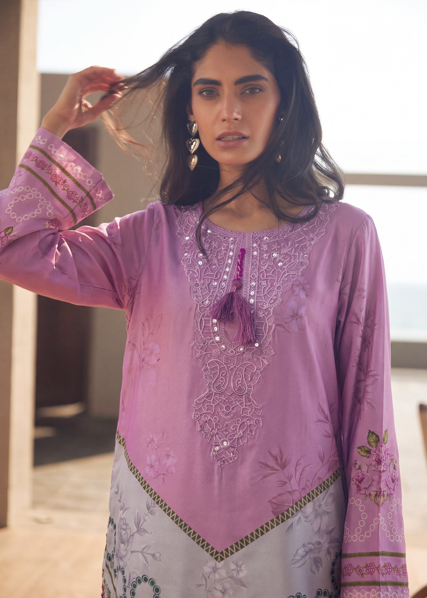 Ladies Multi Color Embroidered Kaftan Top Online in UK USA Canada