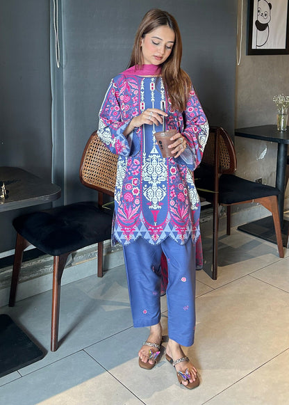 Ladies Multi Printed Raw Silk Kurta Shalwar Online in UK USA Canada