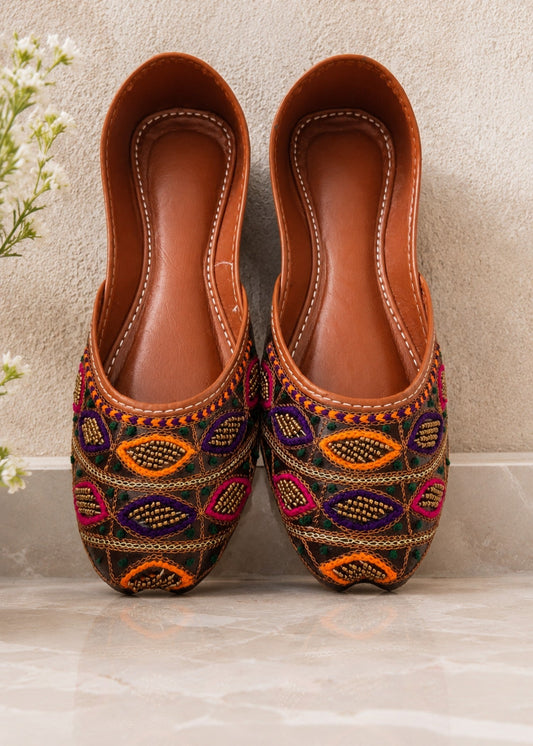 Ladies Multicolor Embroidered Ethnic Footwear Online in Sri Lanka India Australia