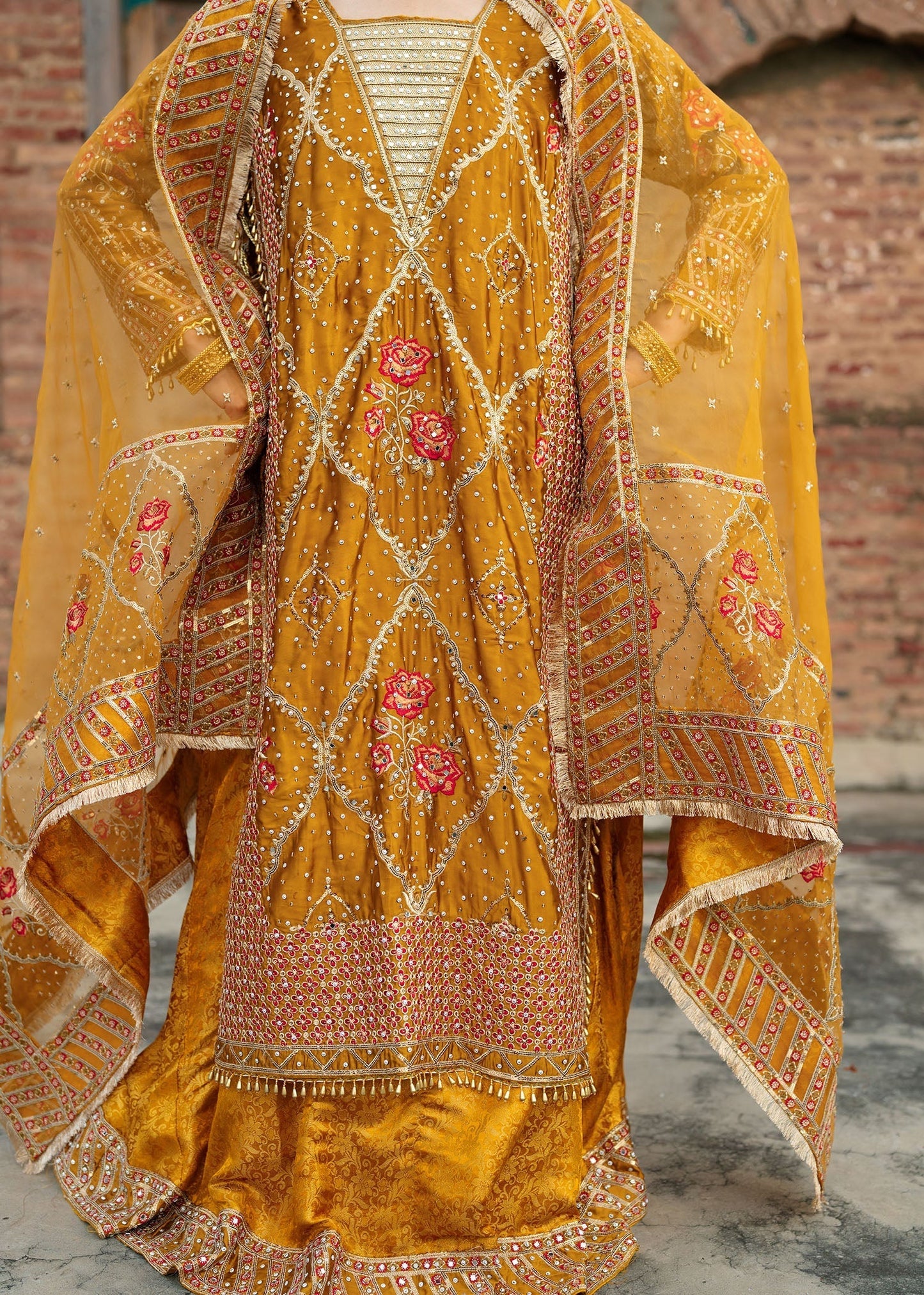Ladies Mustard Flared Lehenga Suit Online in Sri Lanka India Australia