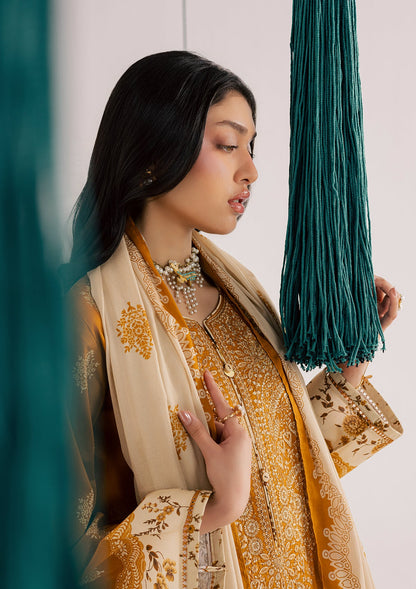 Ladies Mustard Lawn Embroidered Shalwar Kameez Online in UK USA Canada