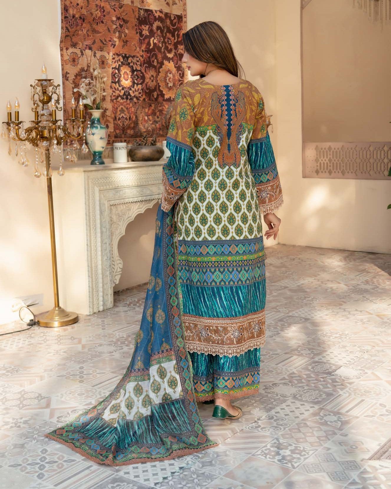 Ladies Mustard Lawn Shalwar Kameez with Embroidery Online in KSA Riyadh Saudi Arabia Oman Bahrain Qatar