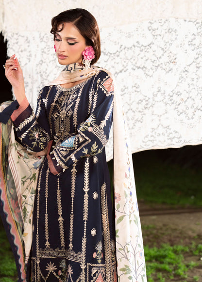 Ladies Navy Blue Digital Print Salwar Kameez Online in KSA Riyadh Saudi Arabia Oman Bahrain Qatar