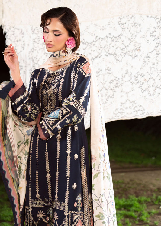 Ladies Navy Blue Digital Print Salwar Kameez Online in KSA Riyadh Saudi Arabia Oman Bahrain Qatar