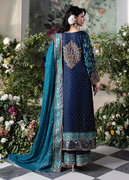 Ladies Navy Blue Embroidered Chiffon Kurta Palazzo Online in Sri Lanka India Australia