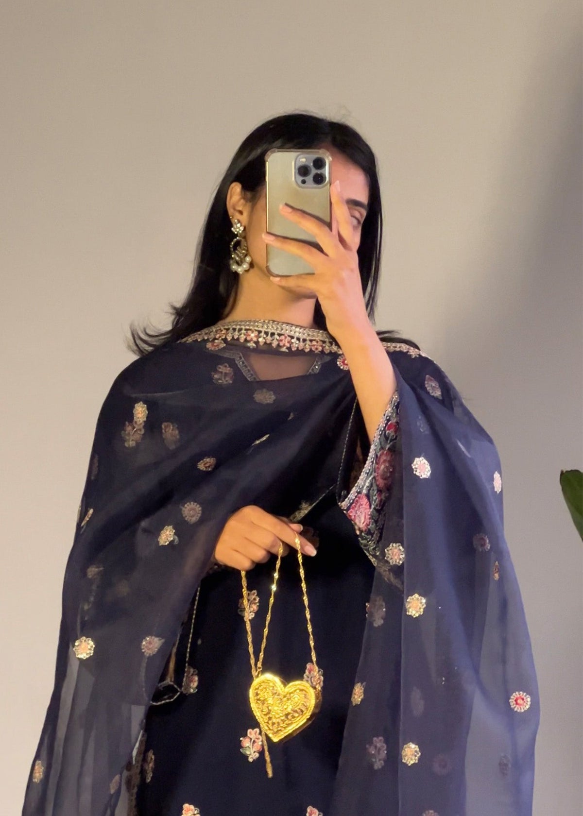 Ladies Navy Blue Embroidered Raw Silk Shalwar Kameez Online in UK USA Canada