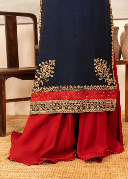Ladies Navy Blue Festive Sharara Suit Online in UK USA Canada