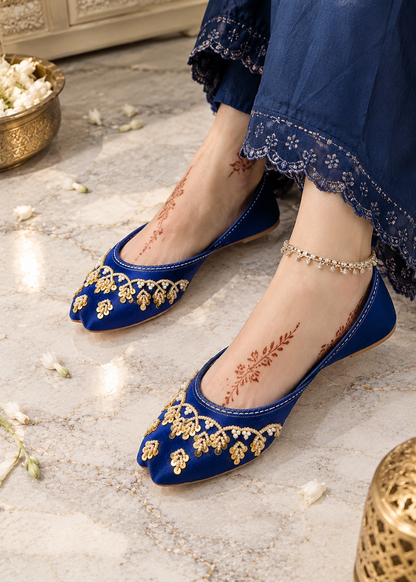 Ladies Navy Blue Khussa Online in KSA Riyadh Saudi Arabia Oman Bahrain Qatar