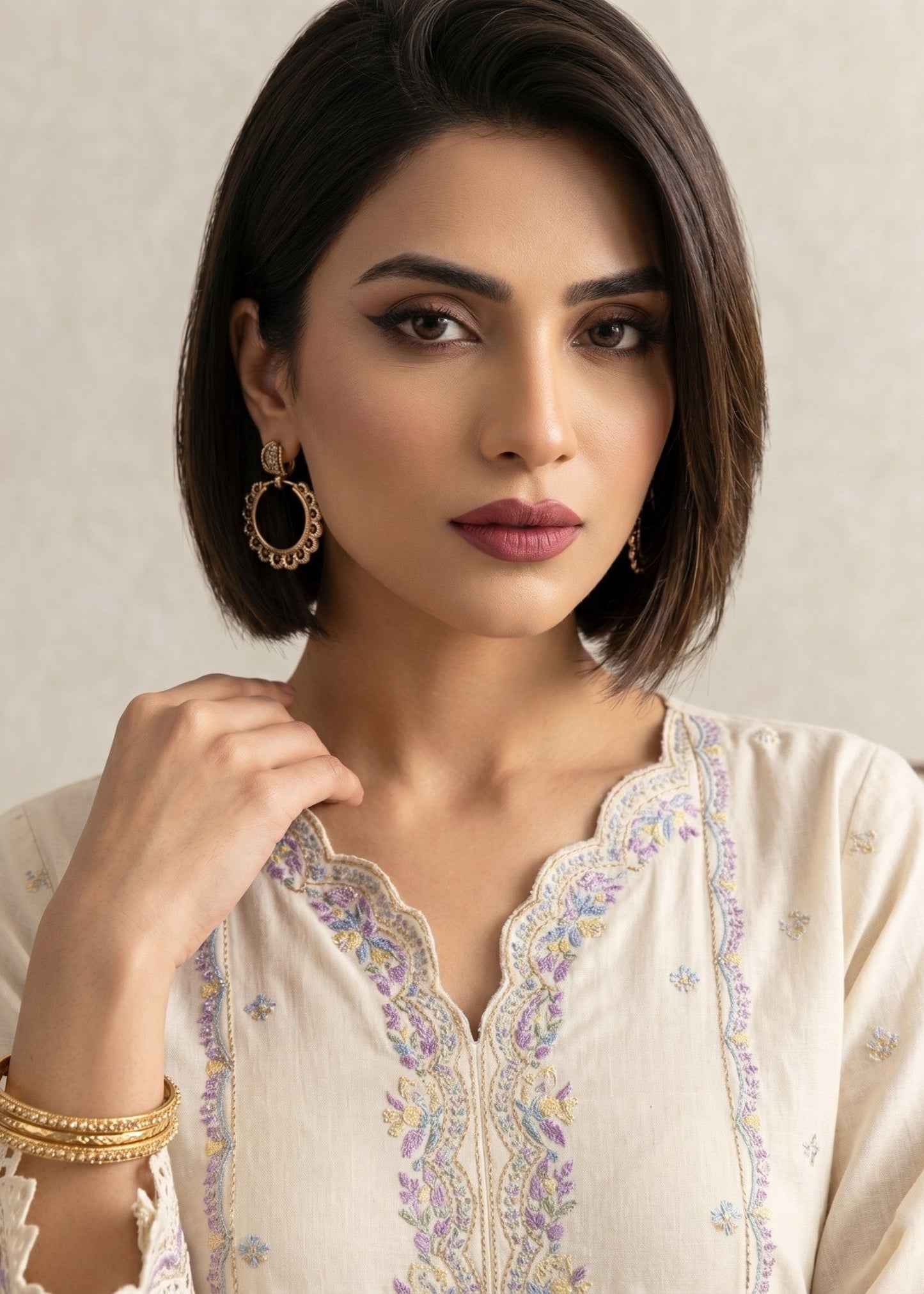 Ladies Off White Embroidered Cotton Salwar Suit Online in UK USA Canada