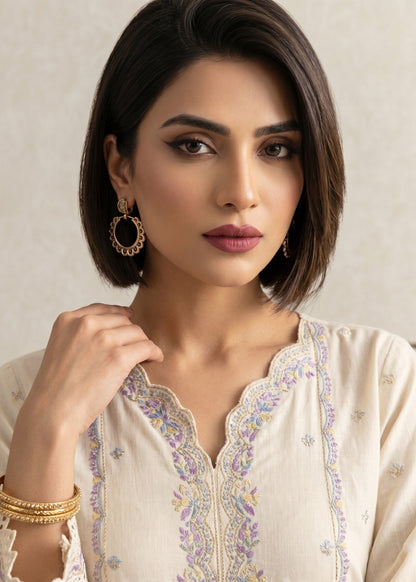 Ladies Off White Embroidered Cotton Salwar Suit Online in UK USA Canada