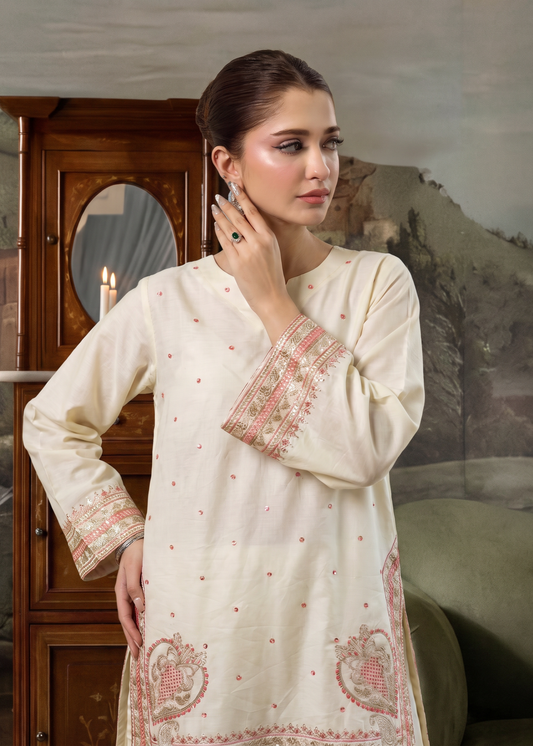 Ladies Off-White Embroidered Lawn Shalwar Kameez Online in UK USA Canada