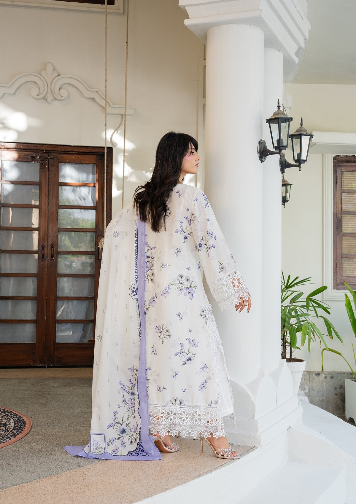 Ladies Off-White Embroidered Lawn Suit Online in Sri Lanka India Australia