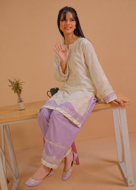 Ladies Off-White Lawn Kurta Set Online in Sri Lanka India Australia