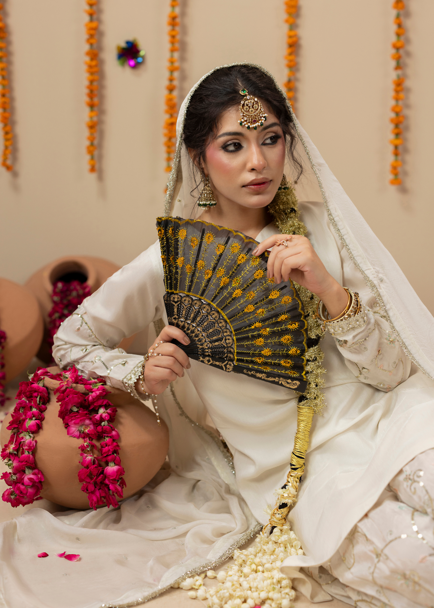 Ladies Off-White Raw Silk Embroidered Suit Online in UK USA Canada