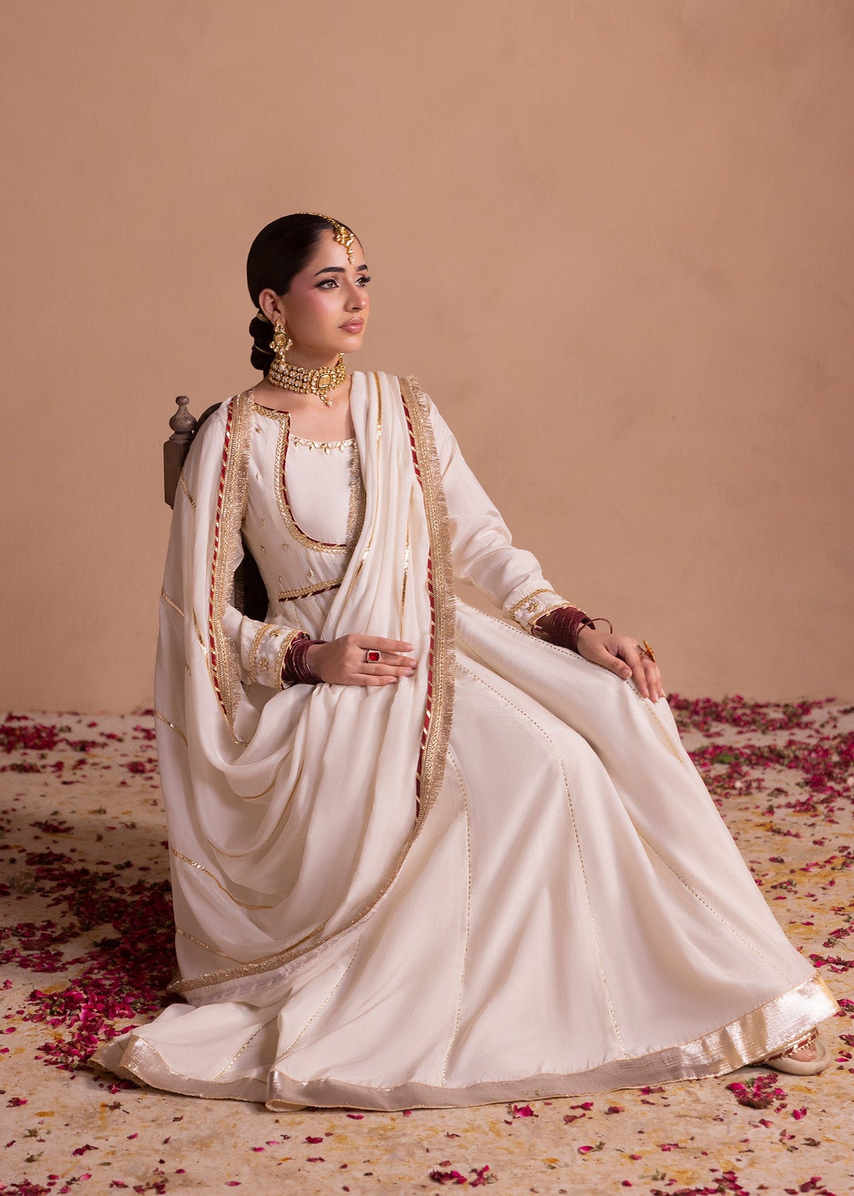 Ladies Off-White Raw Silk Sharara Suit Online in UK USA Canada
