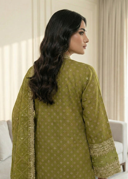 Ladies Olive Green Chiffon Festive Suit Online in UK USA Canada