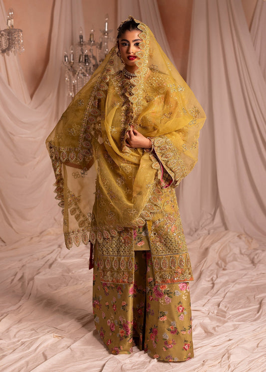 Ladies Olive Green Organza Shalwar Kameez Online in UK USA Canada