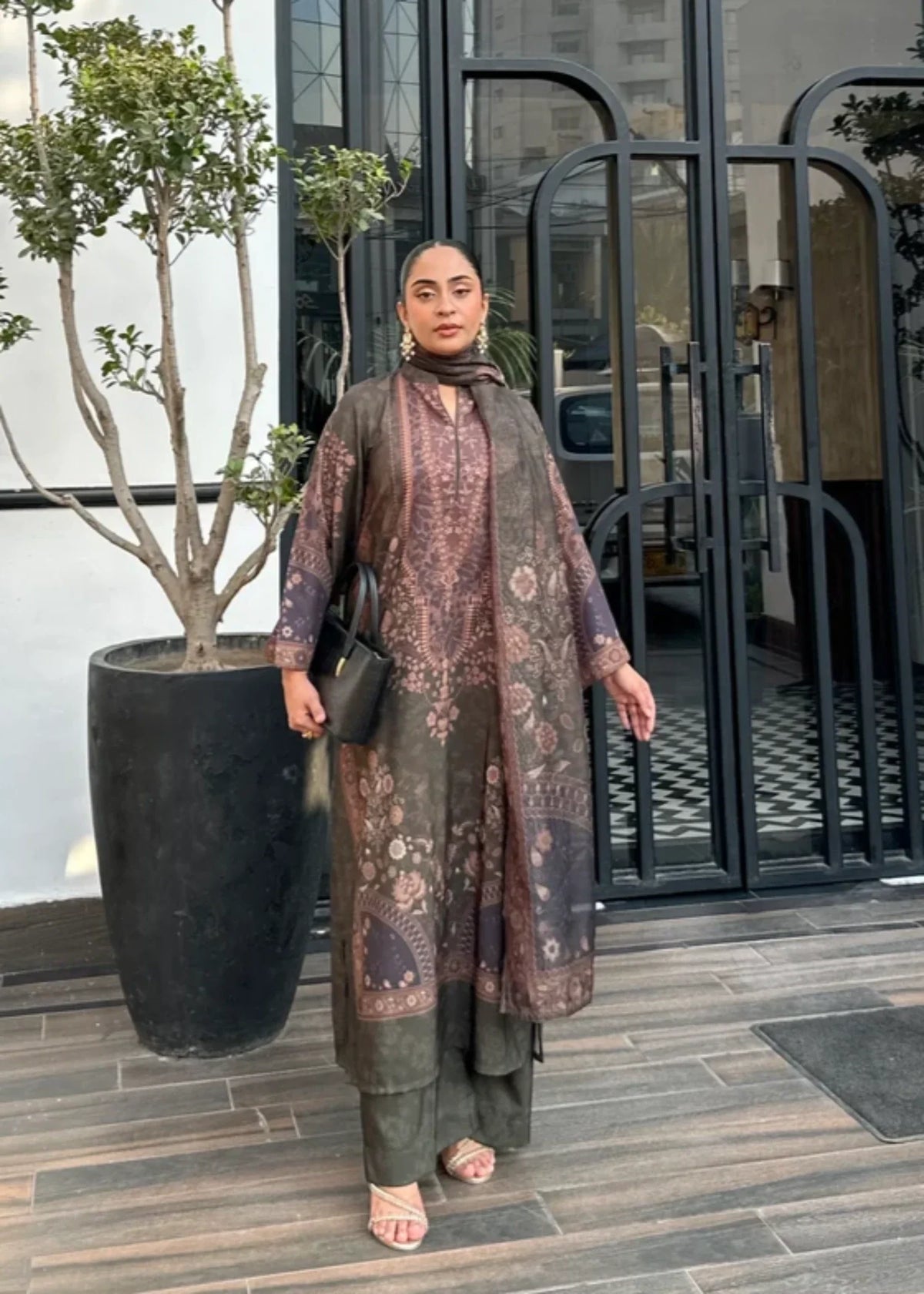 Ladies Olive Green Raw Silk Daily Wear Shalwar Kameez Online in UK USA Canada
