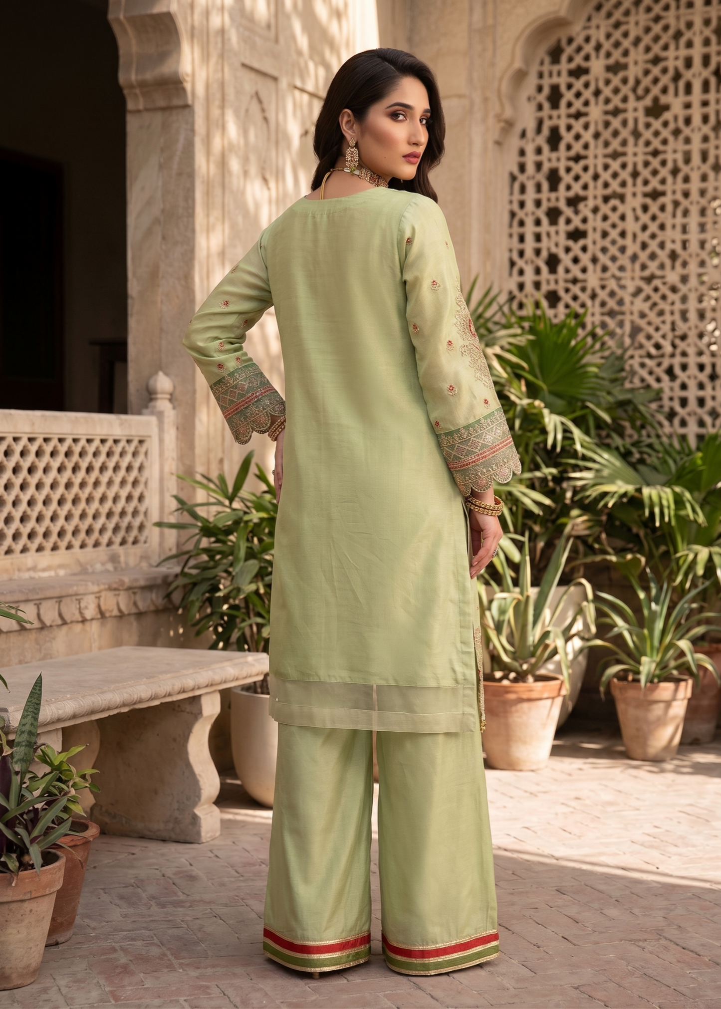 Ladies Organza Embroidered Gharara Suit Online in UK USA Canada