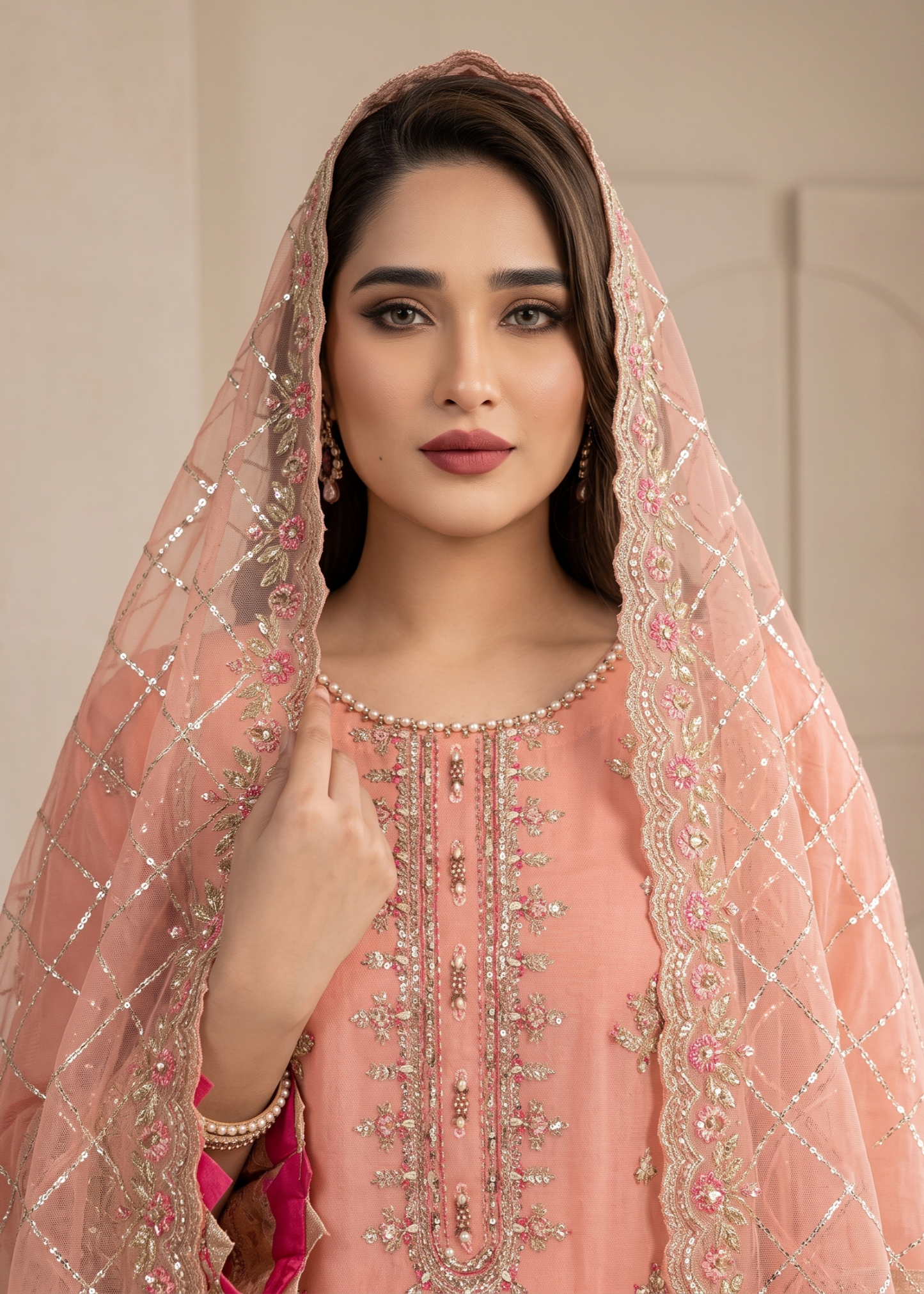 Ladies Organza Embroidered Pink Suit Online in Sri Lanka India Australia