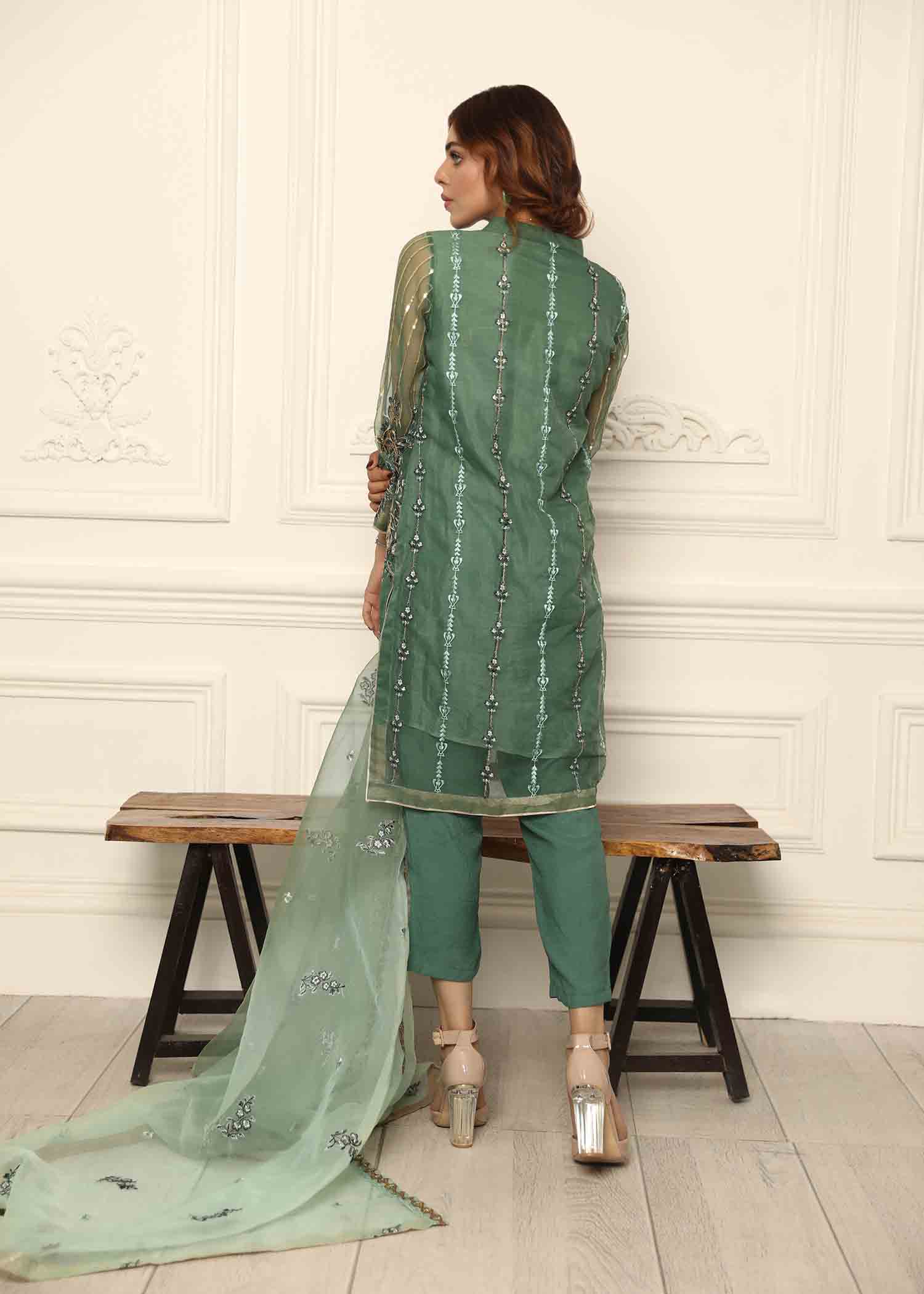 Ladies Organza Embroidered Short Kurta Suit Online in UK USA Canada