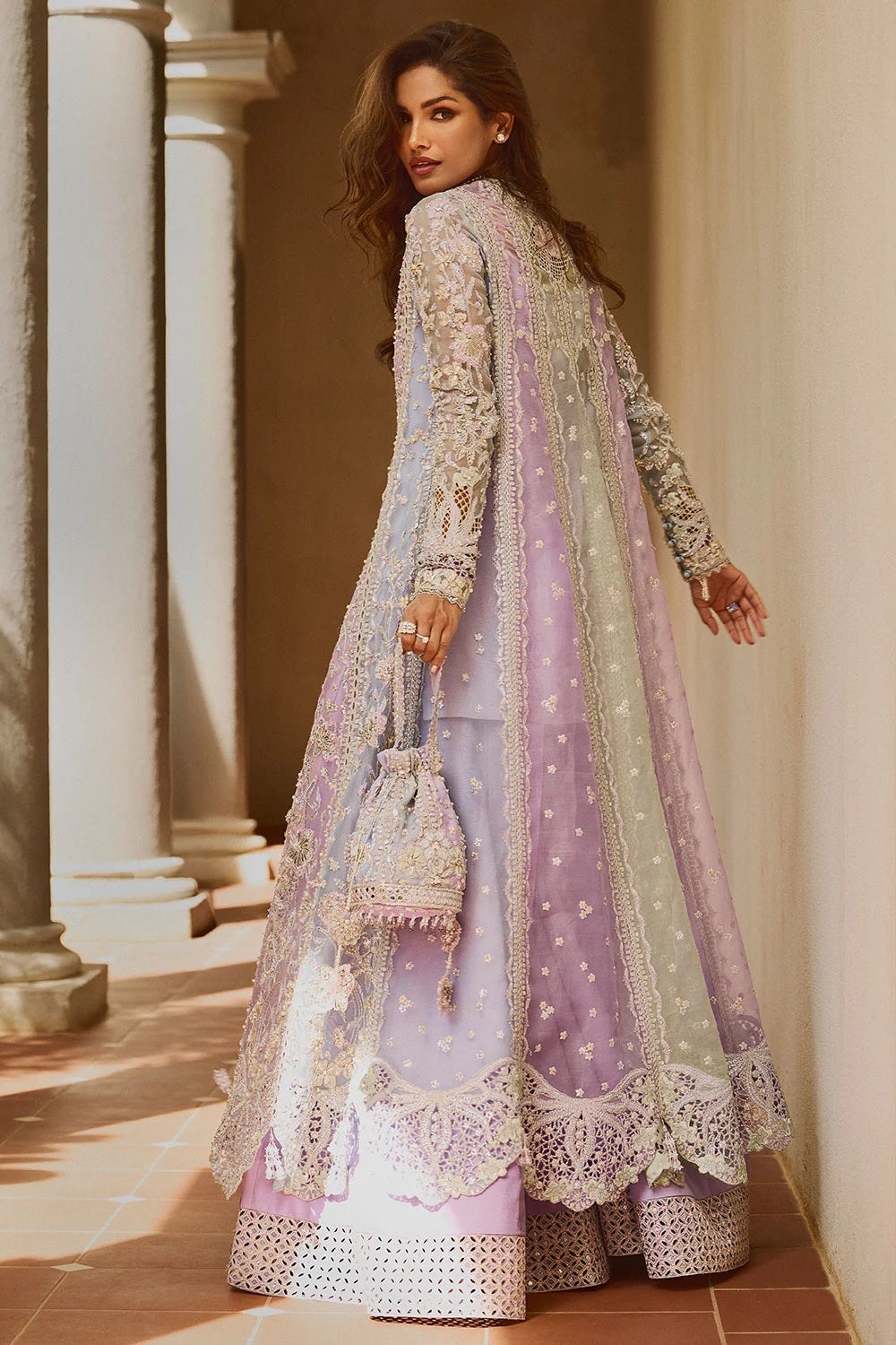 Ladies Pastel Color Embellished Organza Shalwar Kameez Online in UK USA Canada