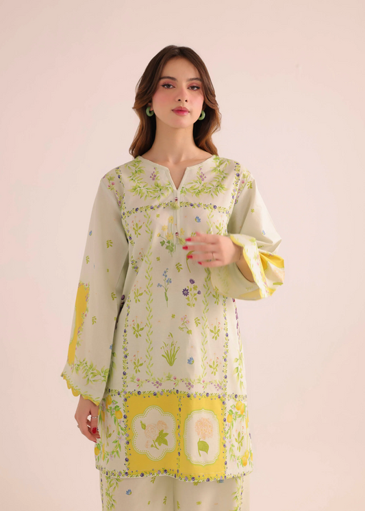 Ladies Pastel Green Printed Poly Lawn Salwar Suit Online in UK USA Canada
