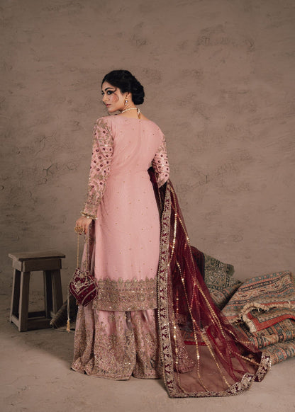 Ladies Pastel Pink Chiffon Wedding Guest Wear Online in UK USA Canada