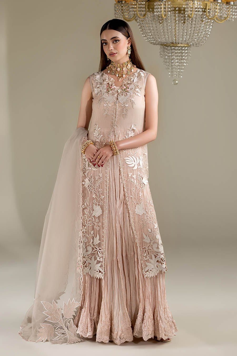 Ladies Pastel Pink Maxi Dress with Dupatta Online in UK USA Canada