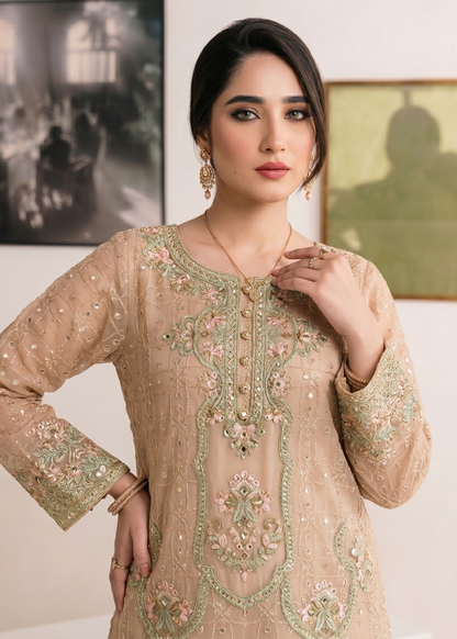 Ladies Peach Embroidered Kurta Suit Online in Dubai DXB UAE Abudhabi Meena Bazaar
