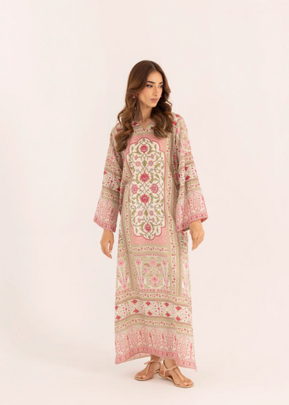 Ladies Peach Lawn Kaftan Dress Online in Dubai UAE Abudhabi Ajman Sharjah