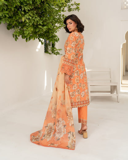 Ladies Peach Lawn Salwar Kameez with Sequence Work Online in KSA Riyadh Saudi Arabia Oman Bahrain Qatar
