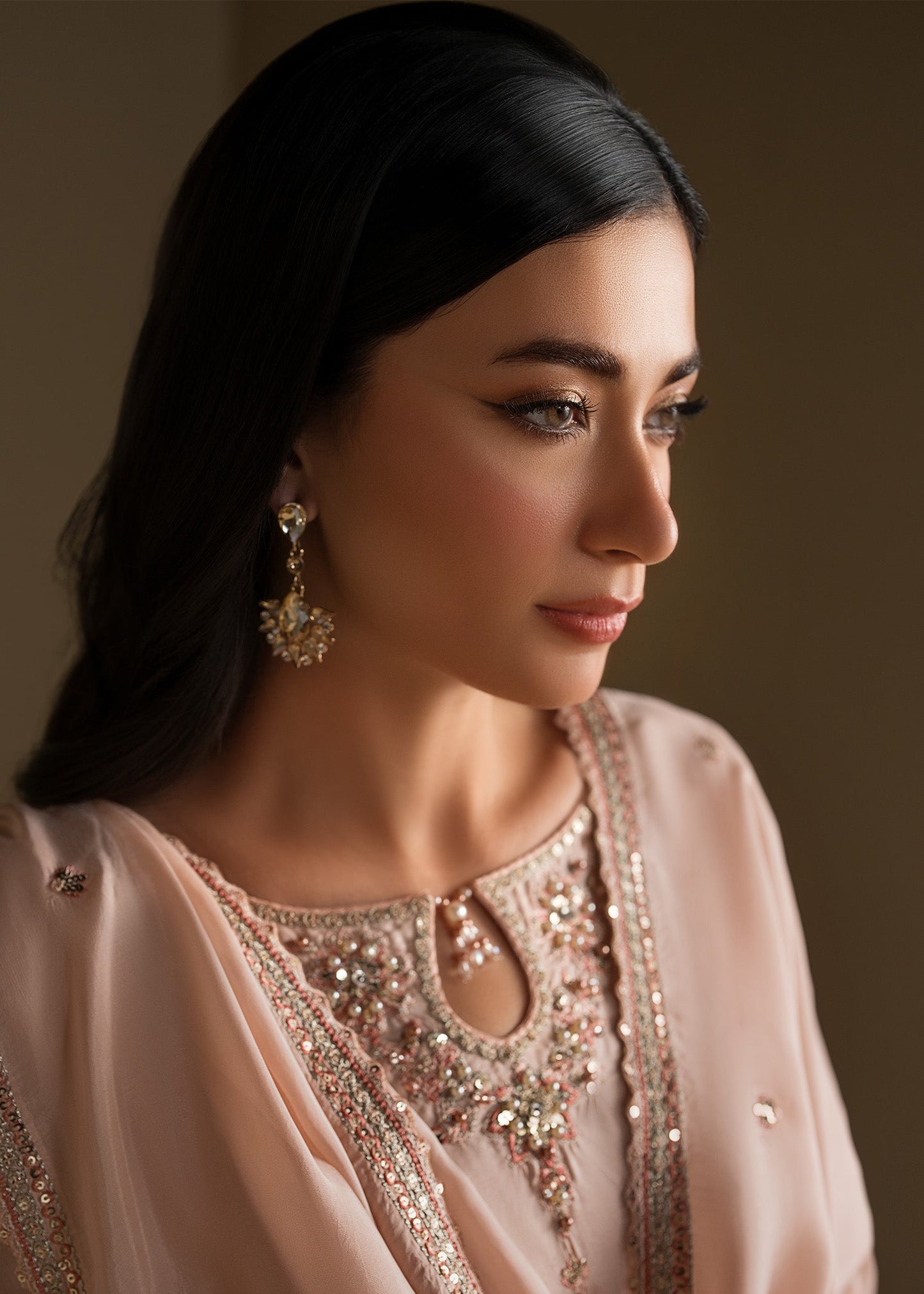 Ladies Peach Orange Farshi Shalwar Suit Online in UK USA Canada